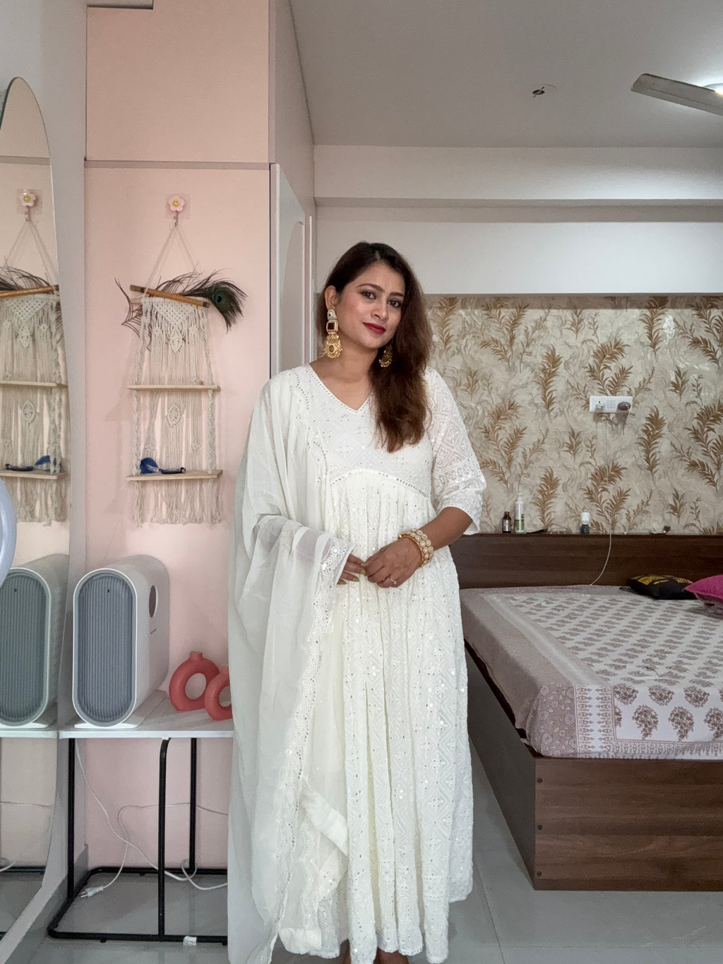 Elegant Fox Georgette Embroidered Gown Set