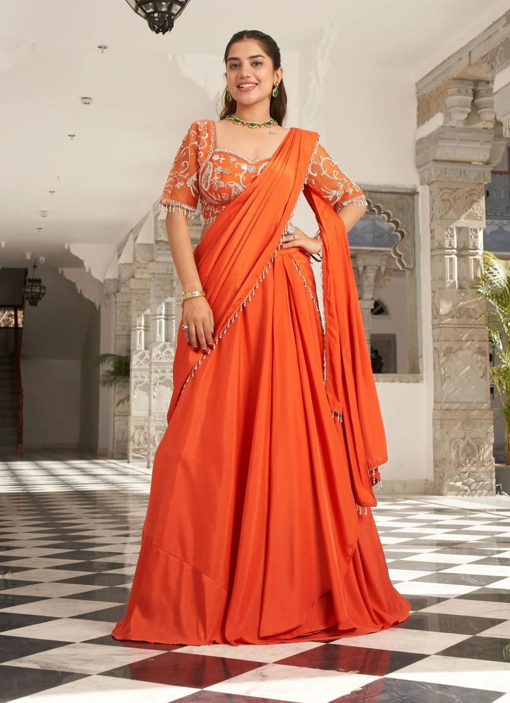 Designer Lehenga Saree with Heavy Handwork Blouse