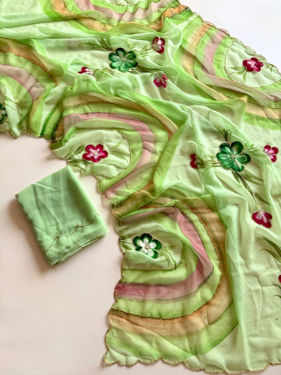 Pure Georgette Handwork Saree