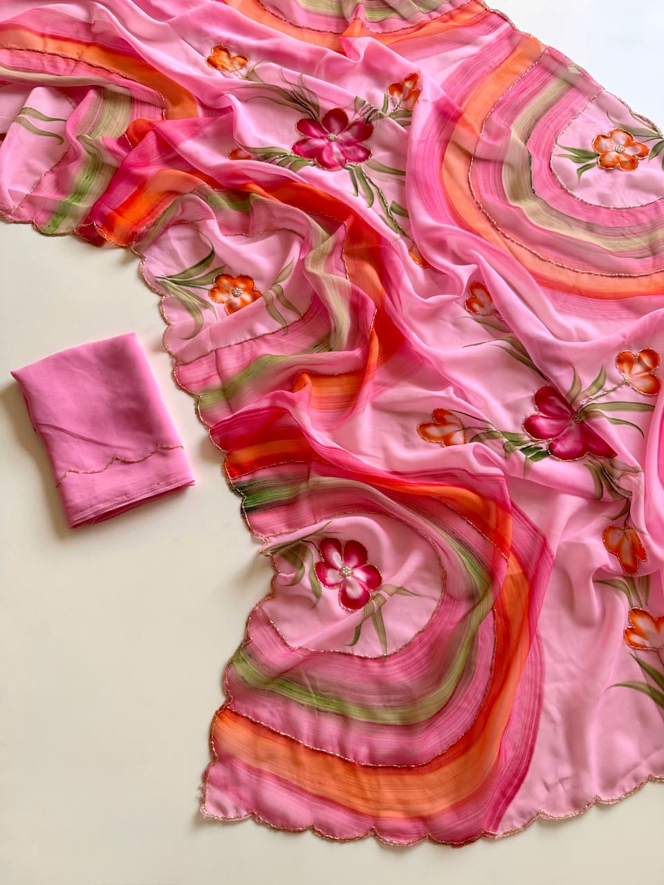 Pure Georgette Handwork Saree