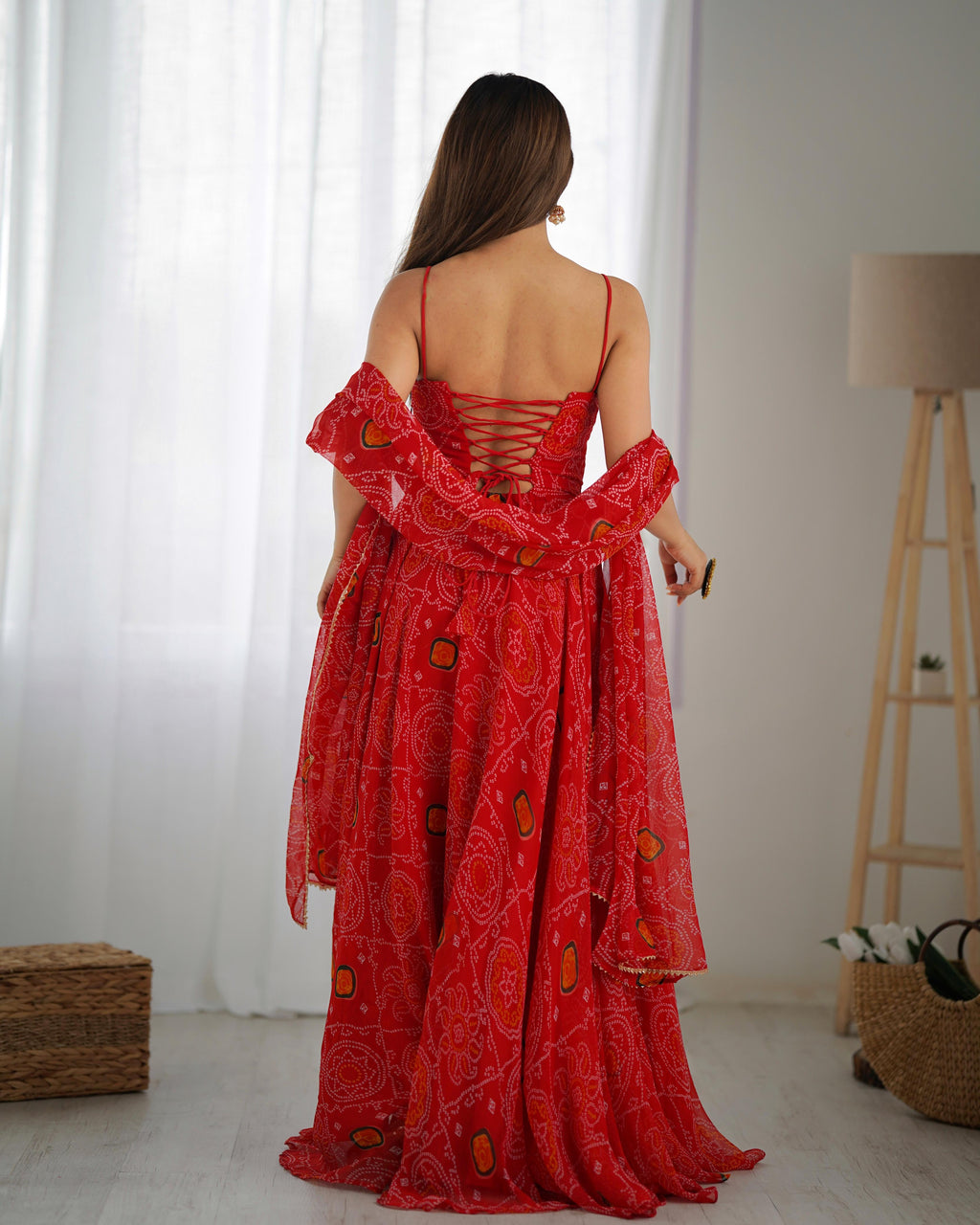 Lightweight Chiffon Bandhej Fully Flare Gown