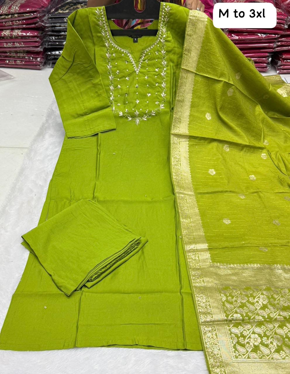 Premium Handwork Kurti Set with Banarasi Dupatta