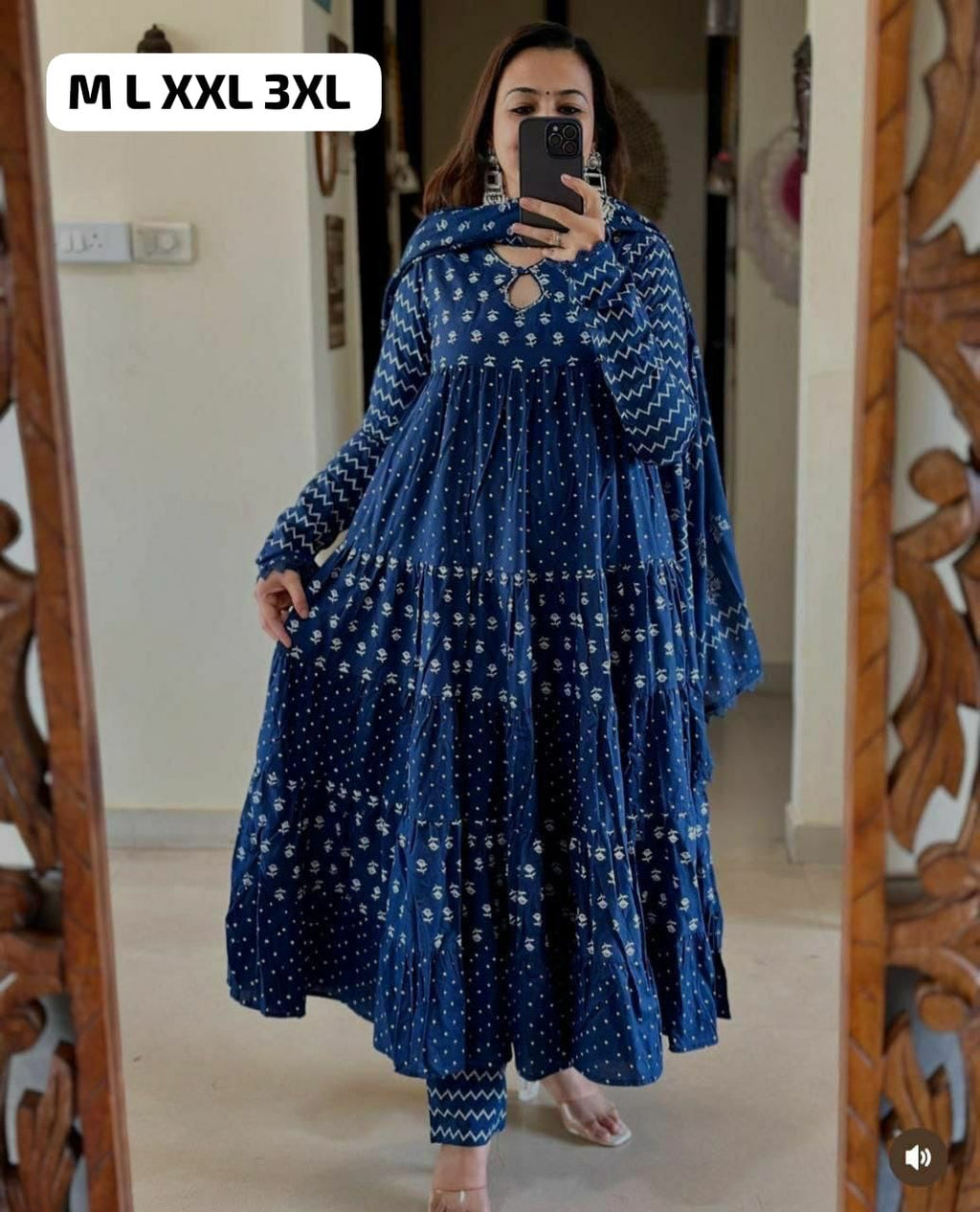 Designer Cotton Anarkali Set