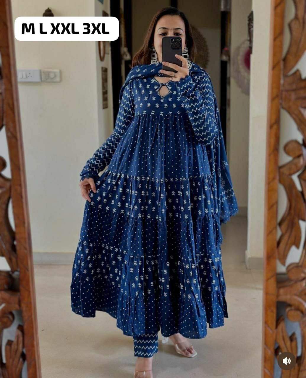 Designer Cotton Anarkali Set