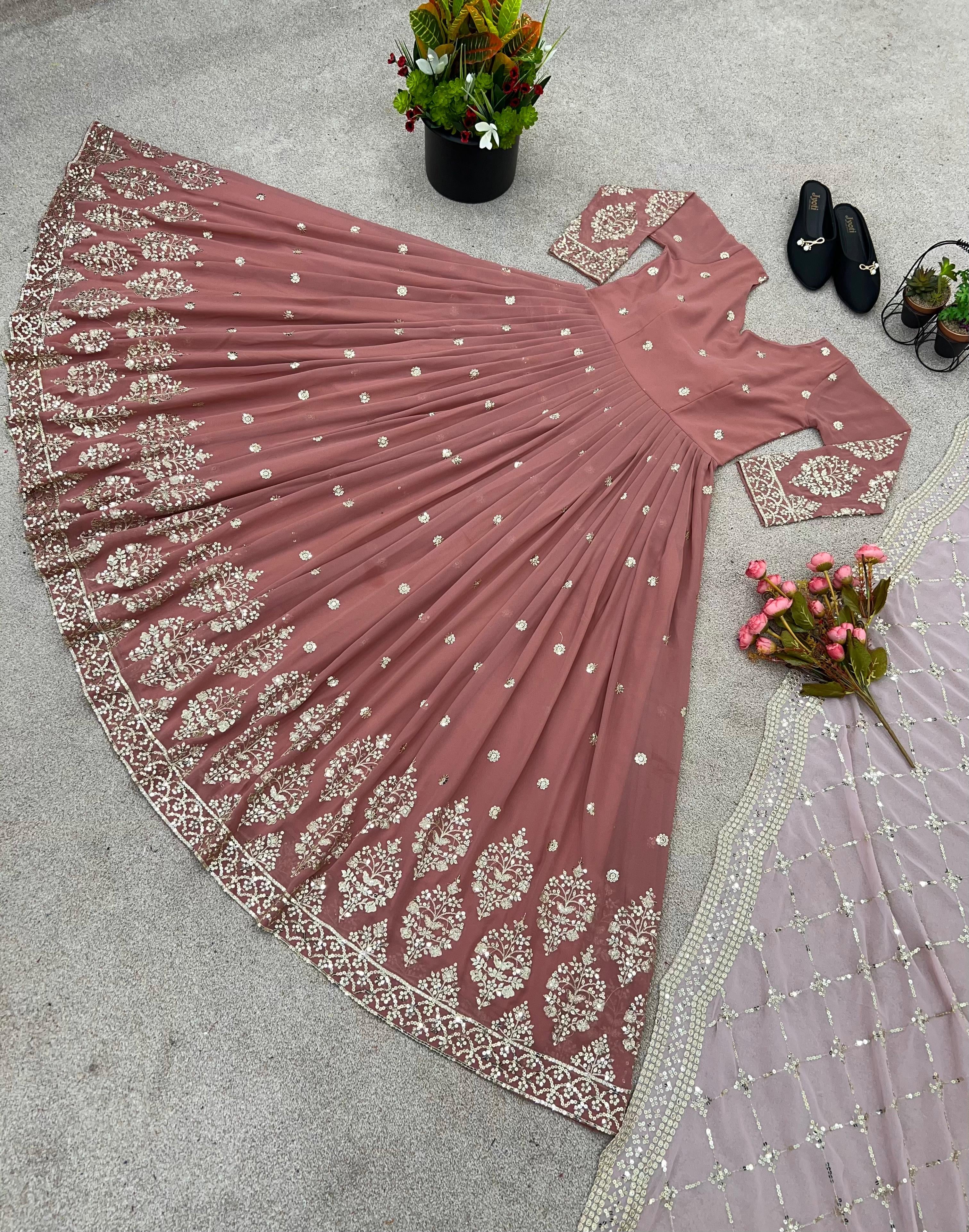 Elegant Embroidered Sequin Designer Anarkali Set