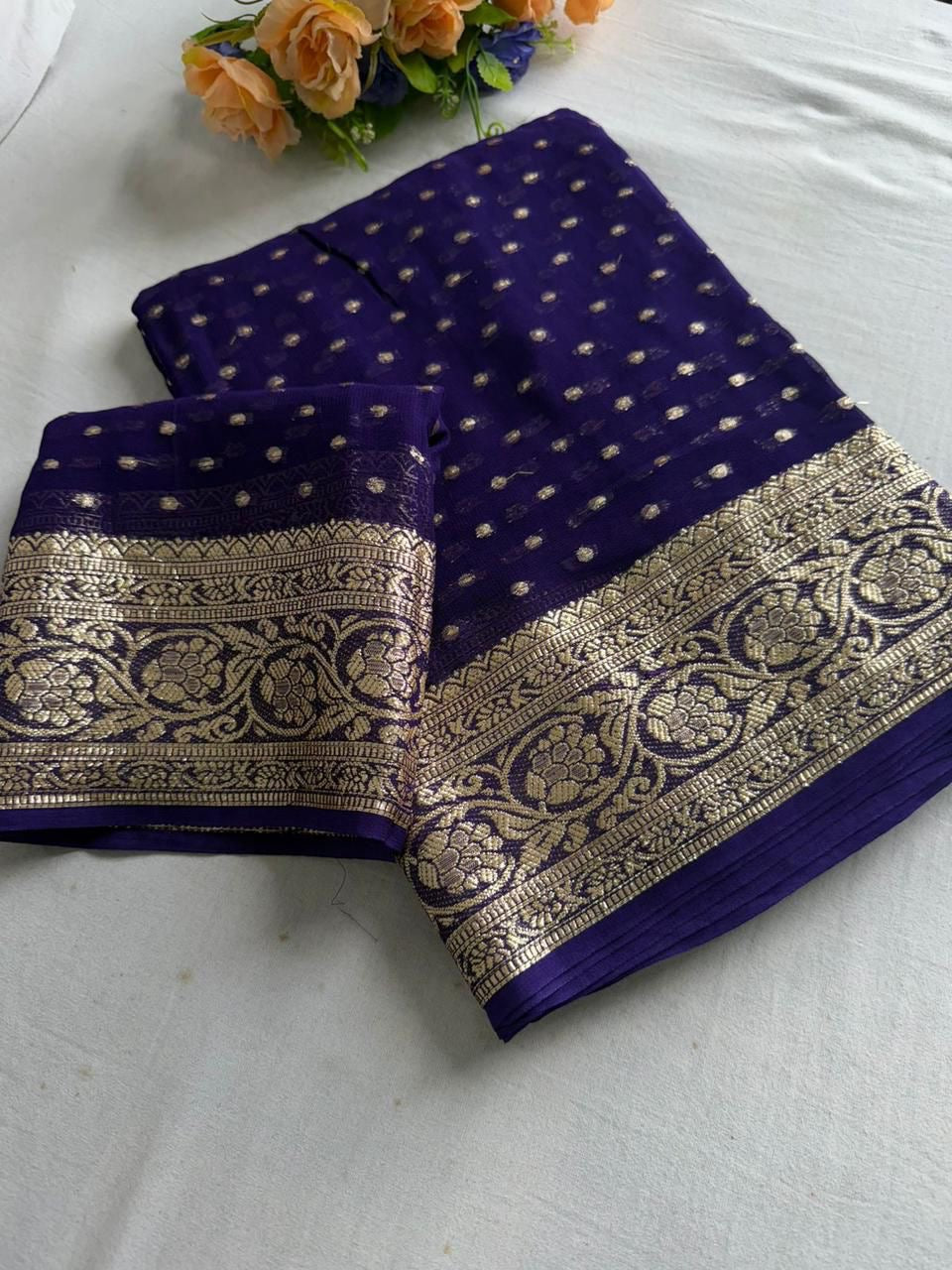 Viscose Georgette Saree with Running Blouse