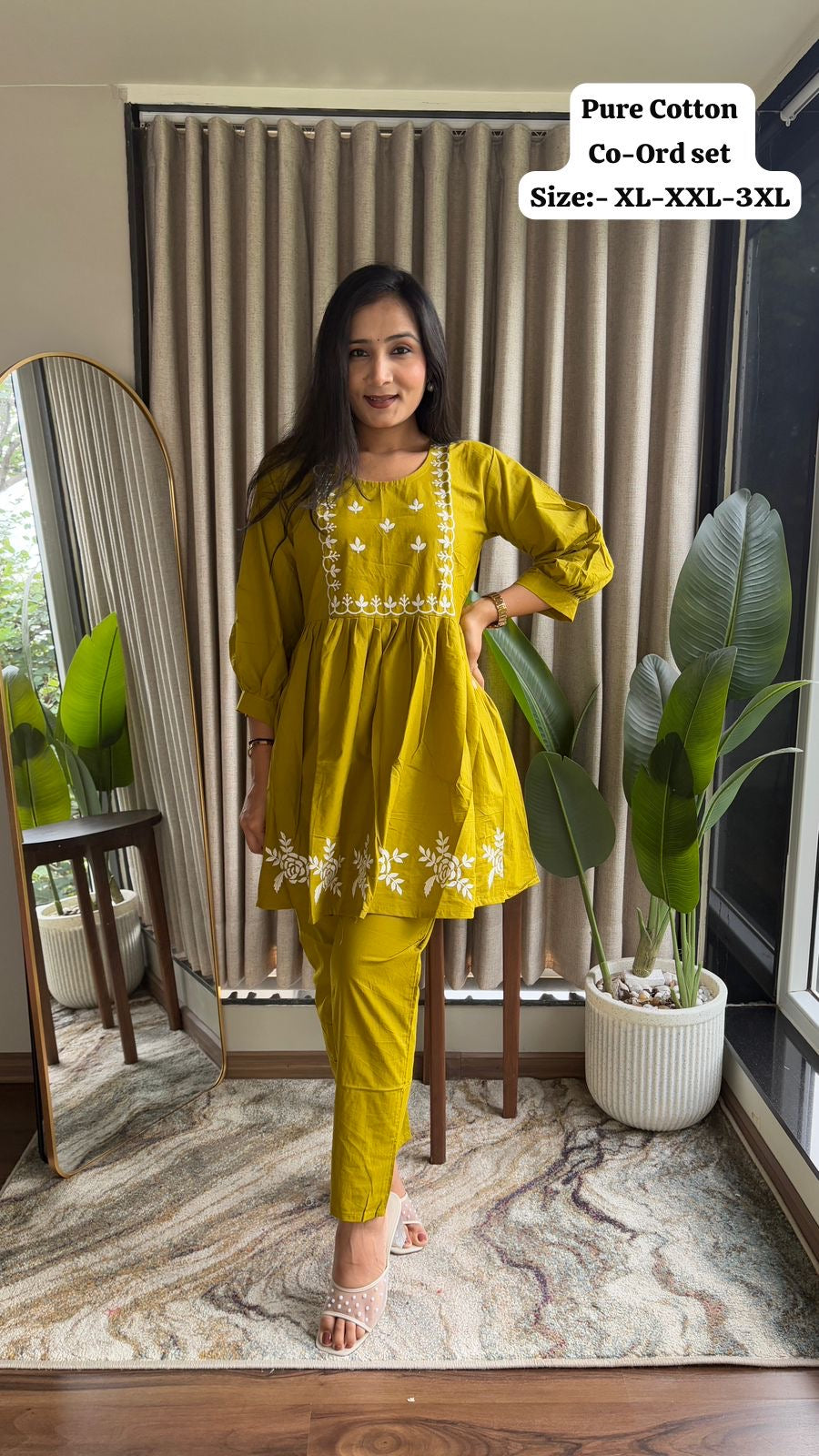 Peplum Style Embroidered Co-Ord Set