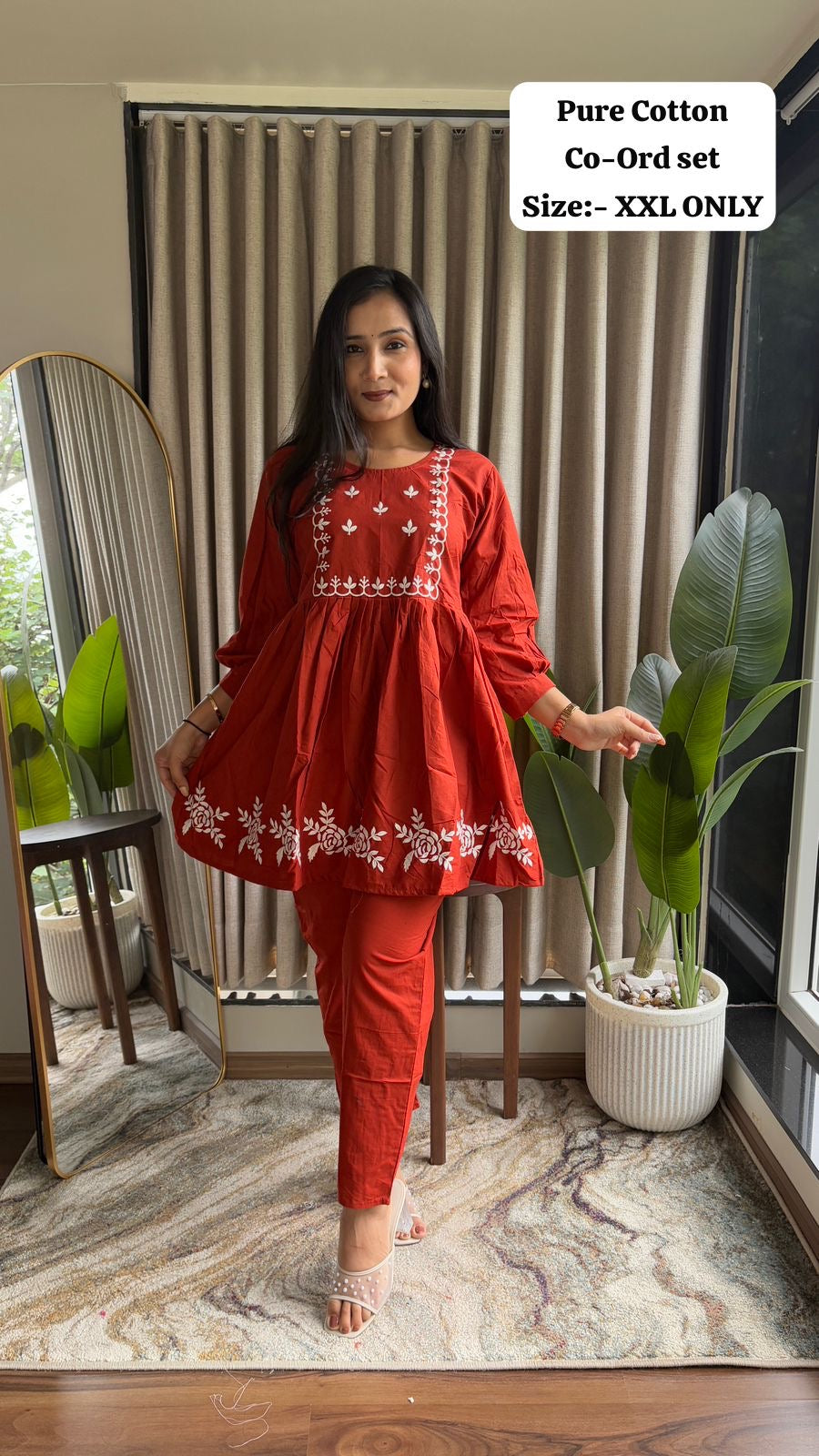 Peplum Style Embroidered Co-Ord Set