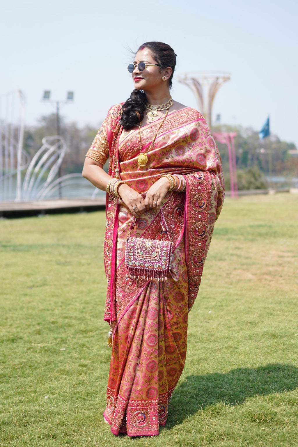 Designer Aari Work Saree
