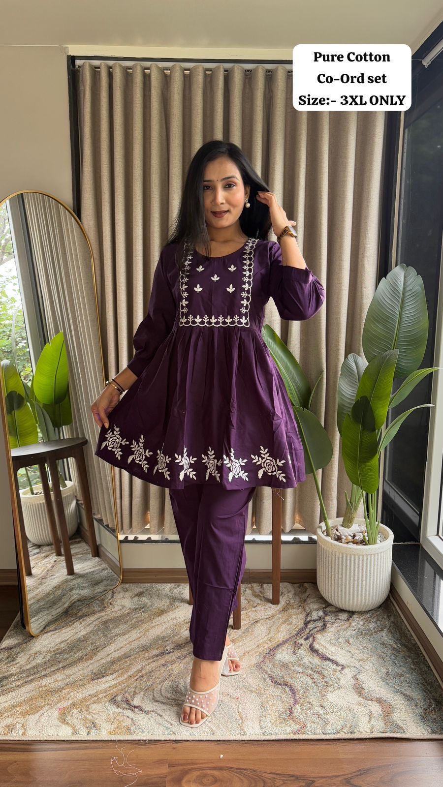 Peplum Style Embroidered Co-Ord Set