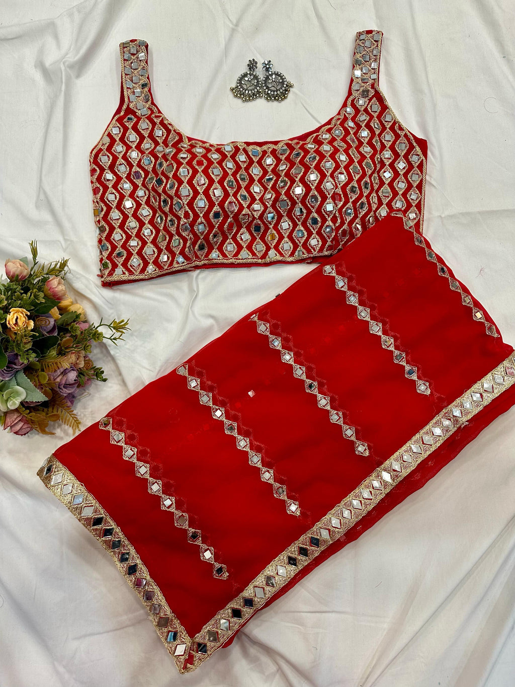 Mirror Work Georgette Saree