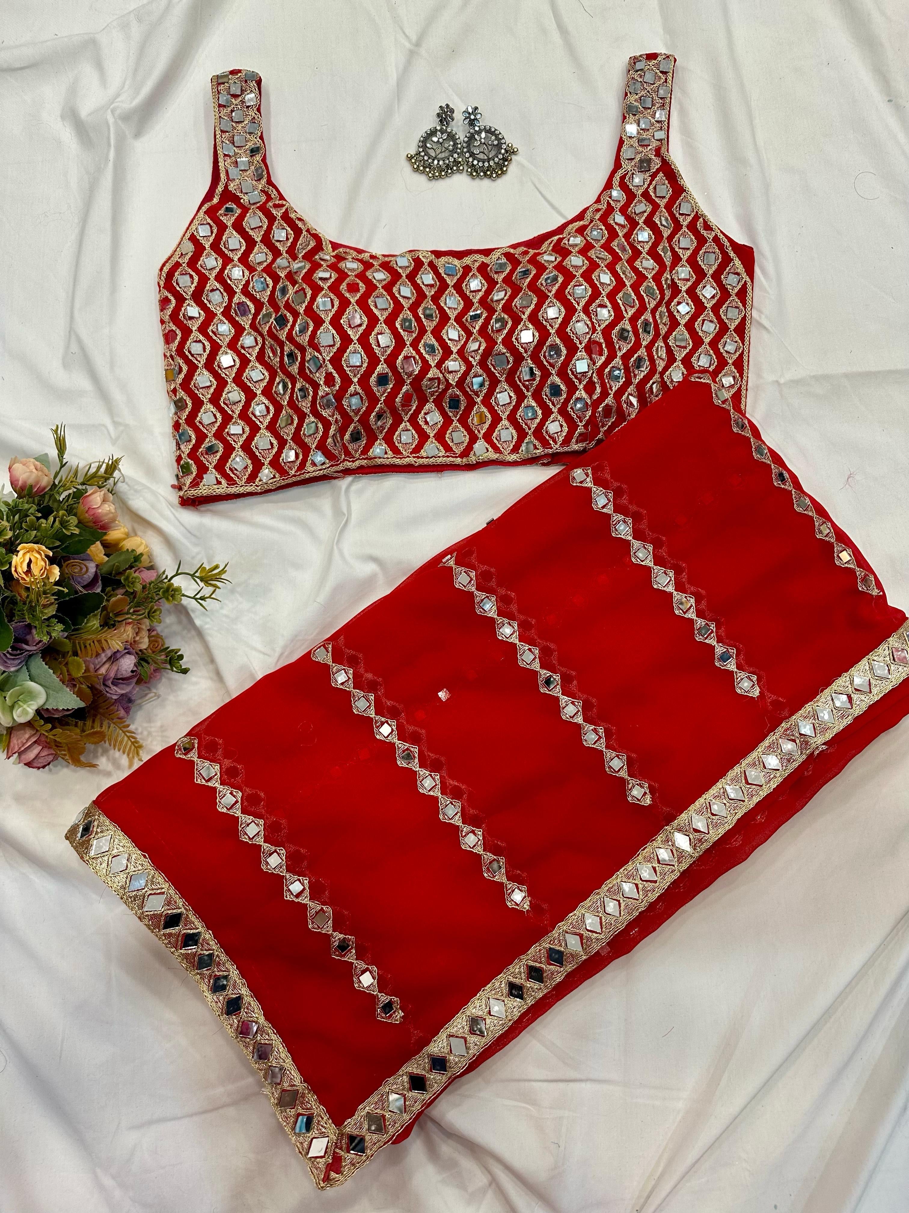 Mirror Work Georgette Saree
