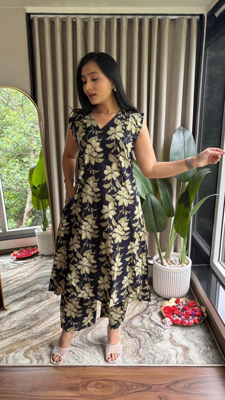 Sleeveless A-Line Kurti Palazzo Set