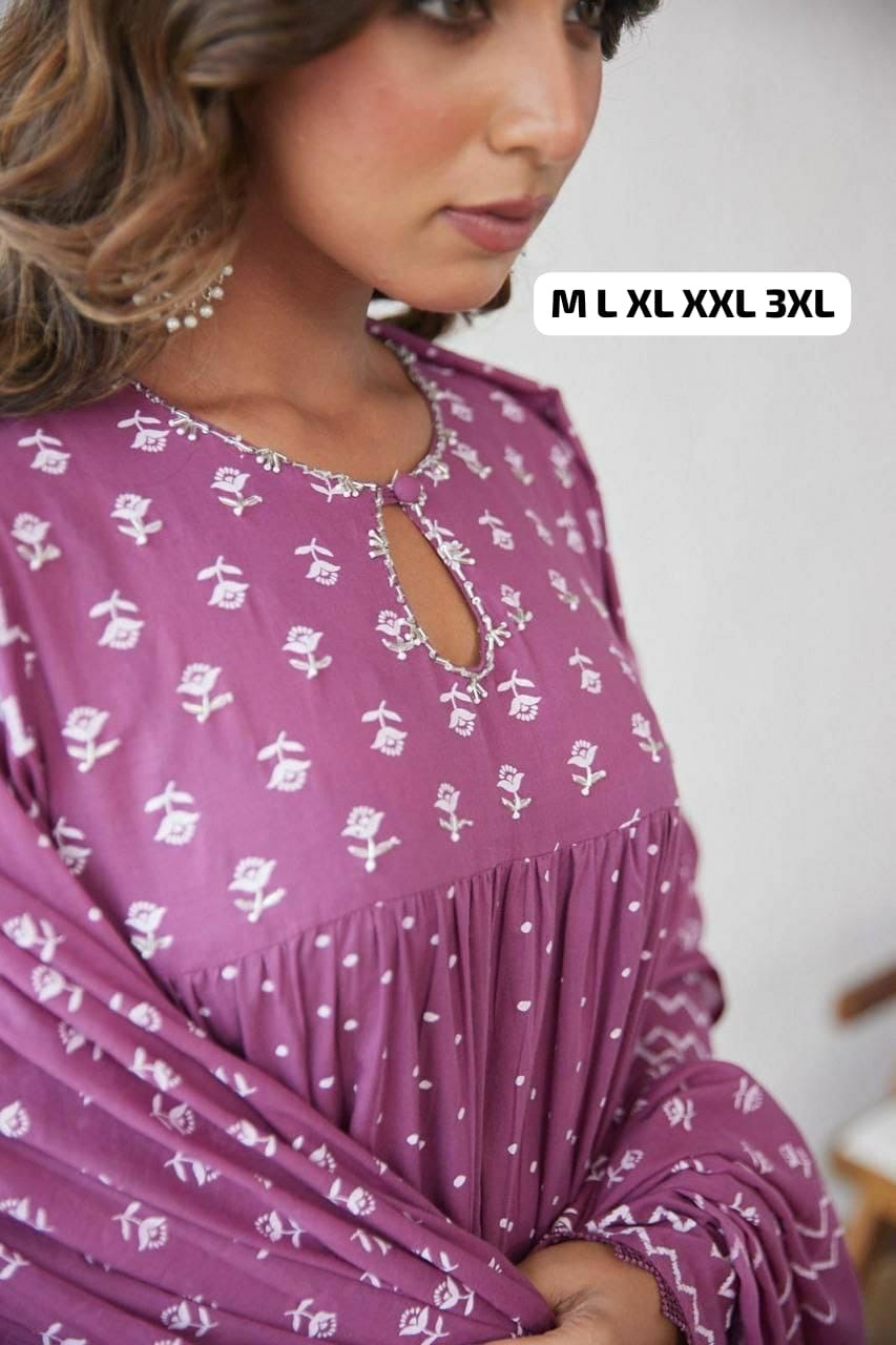 Designer Cotton Anarkali Set