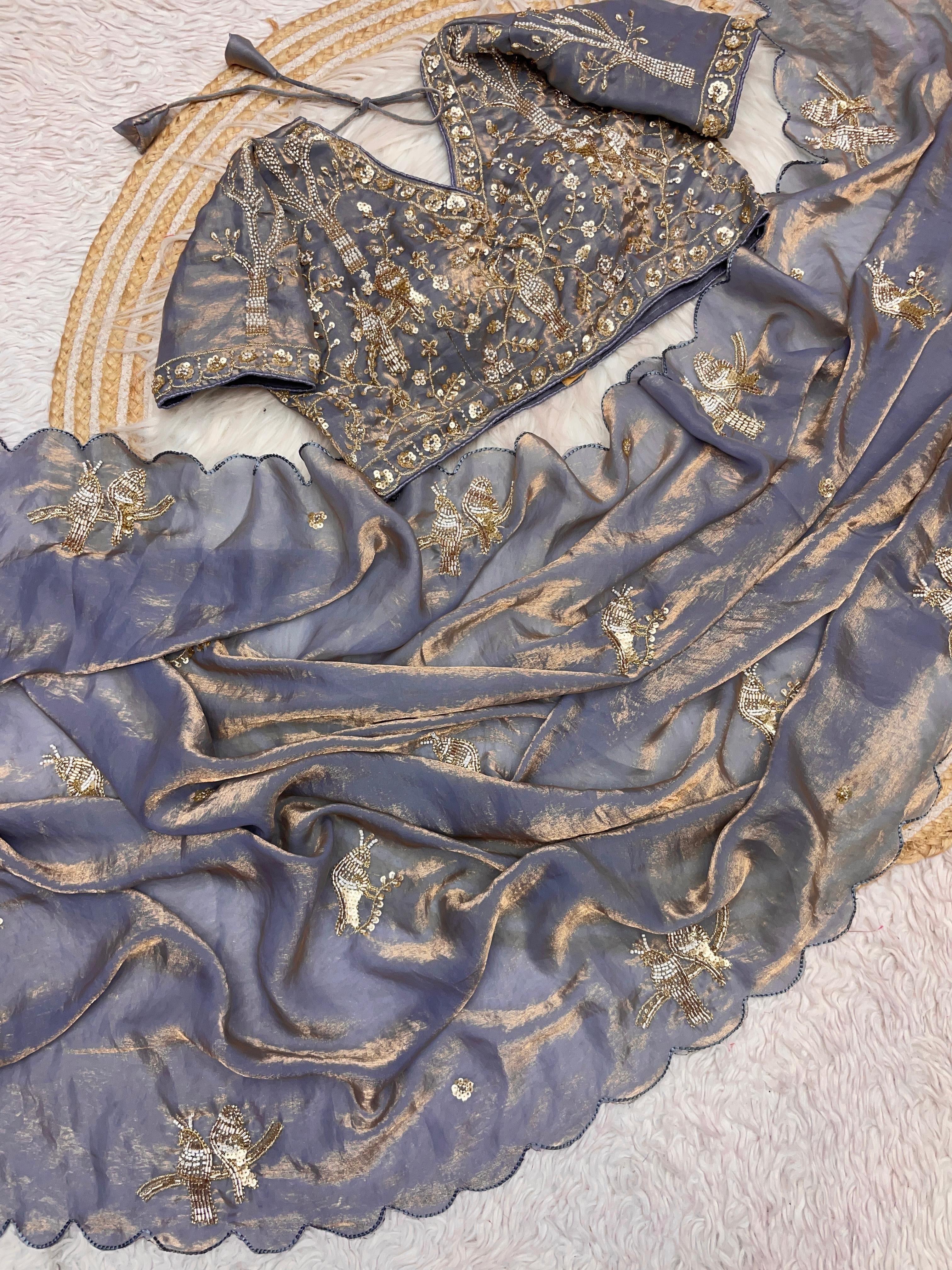 New Bollywood Trending Saree with stitched blouse