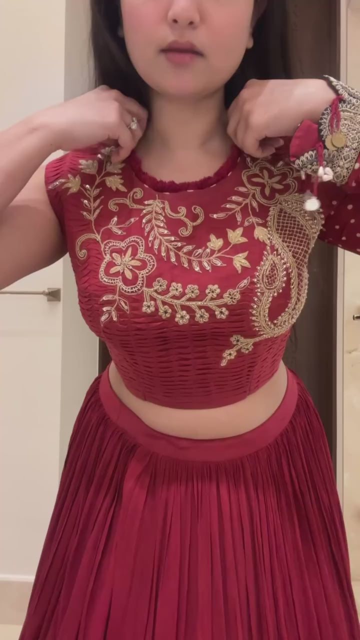 Designer Embroidered Lehenga, Blouse & Shrug Set