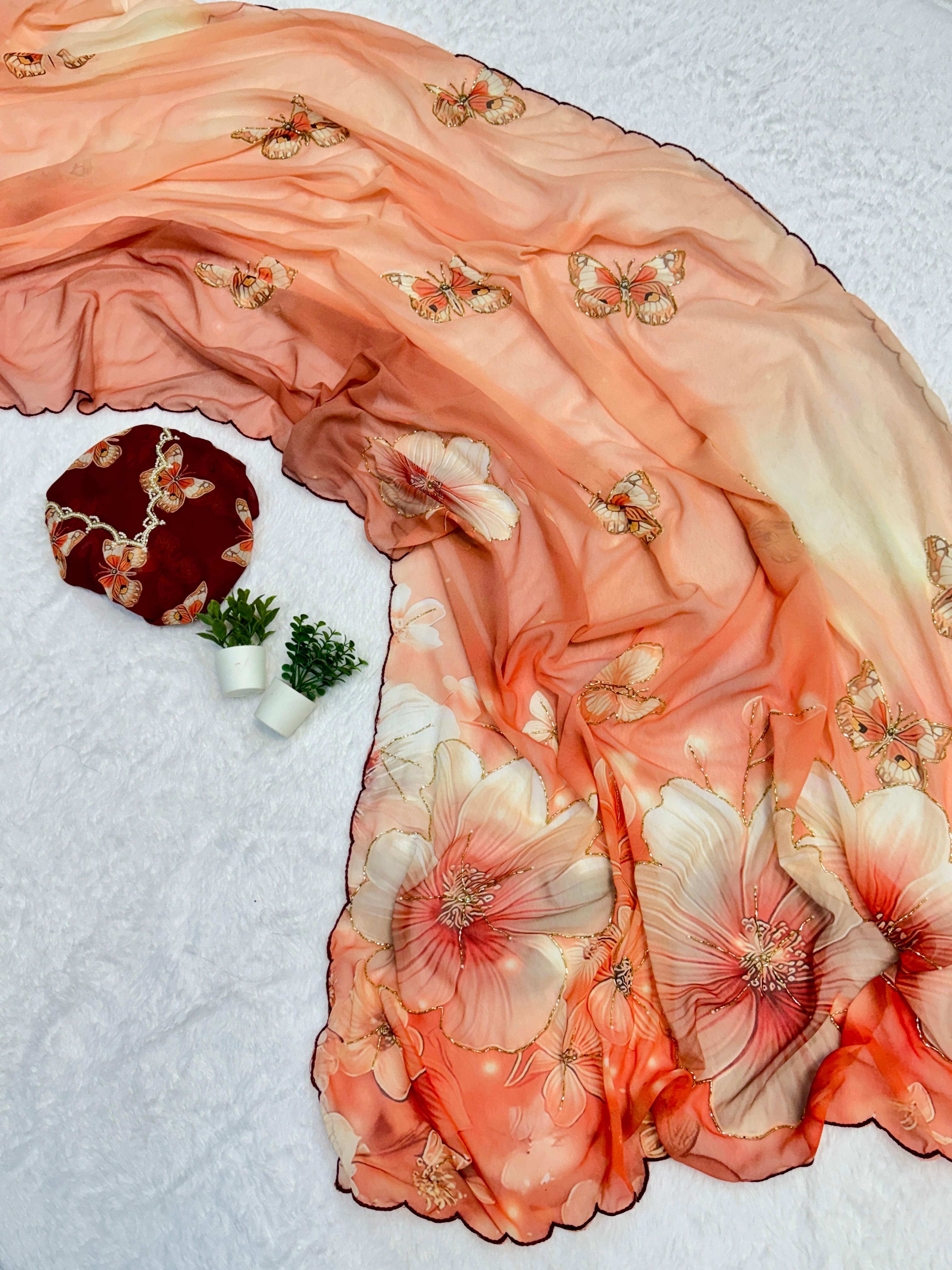 Chiffon Saree with Handwork